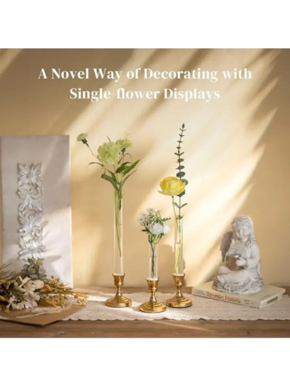 Elegant Glass Bud Vases Set of 6 | Single Stem Flower & Candle Holders